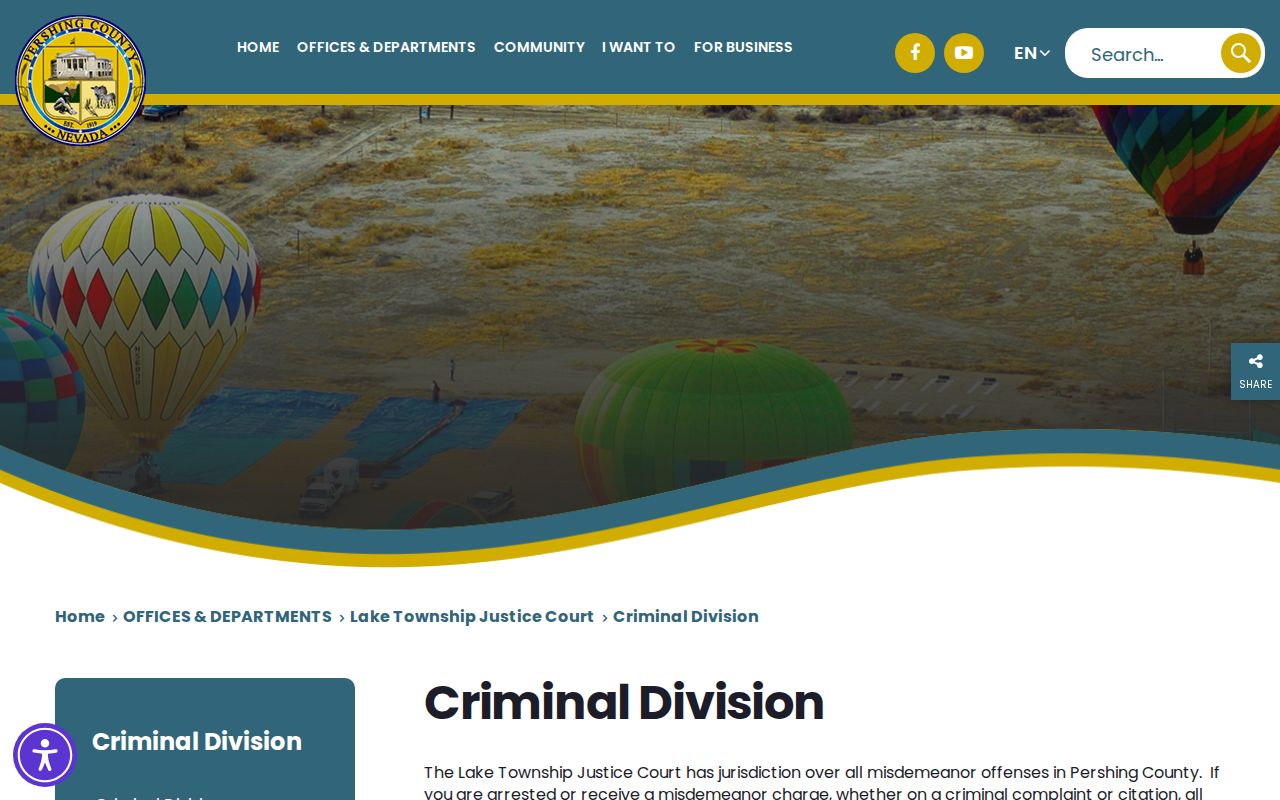 Pershing County misdemeanor bench warrant jurisdiction