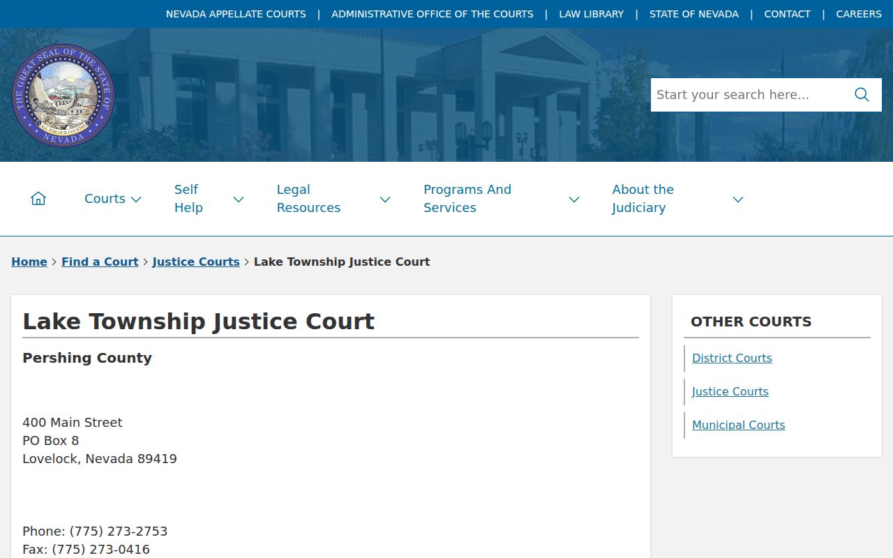 Pershing County city court warrant court directory