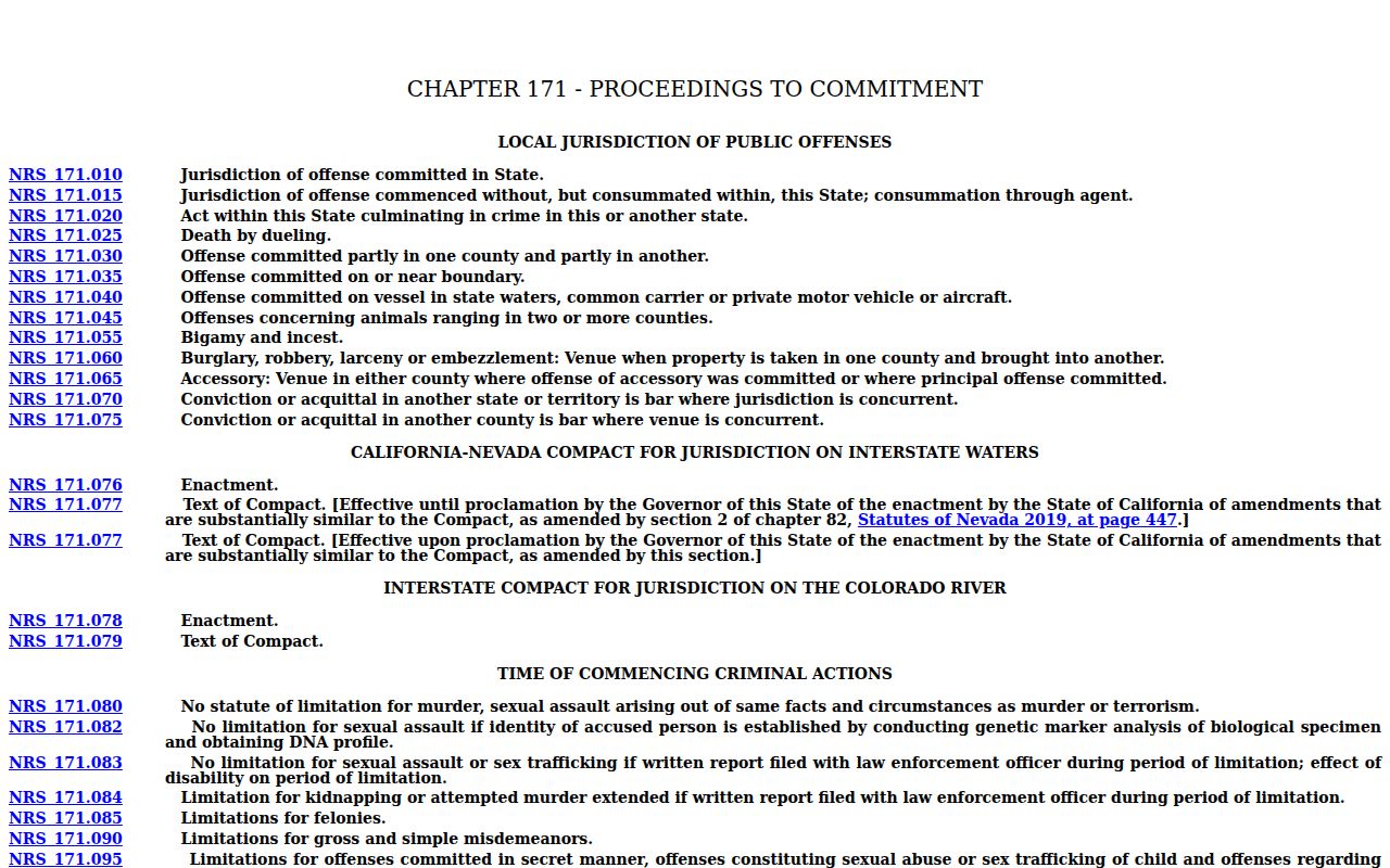 Pershing County arrest warrant statute